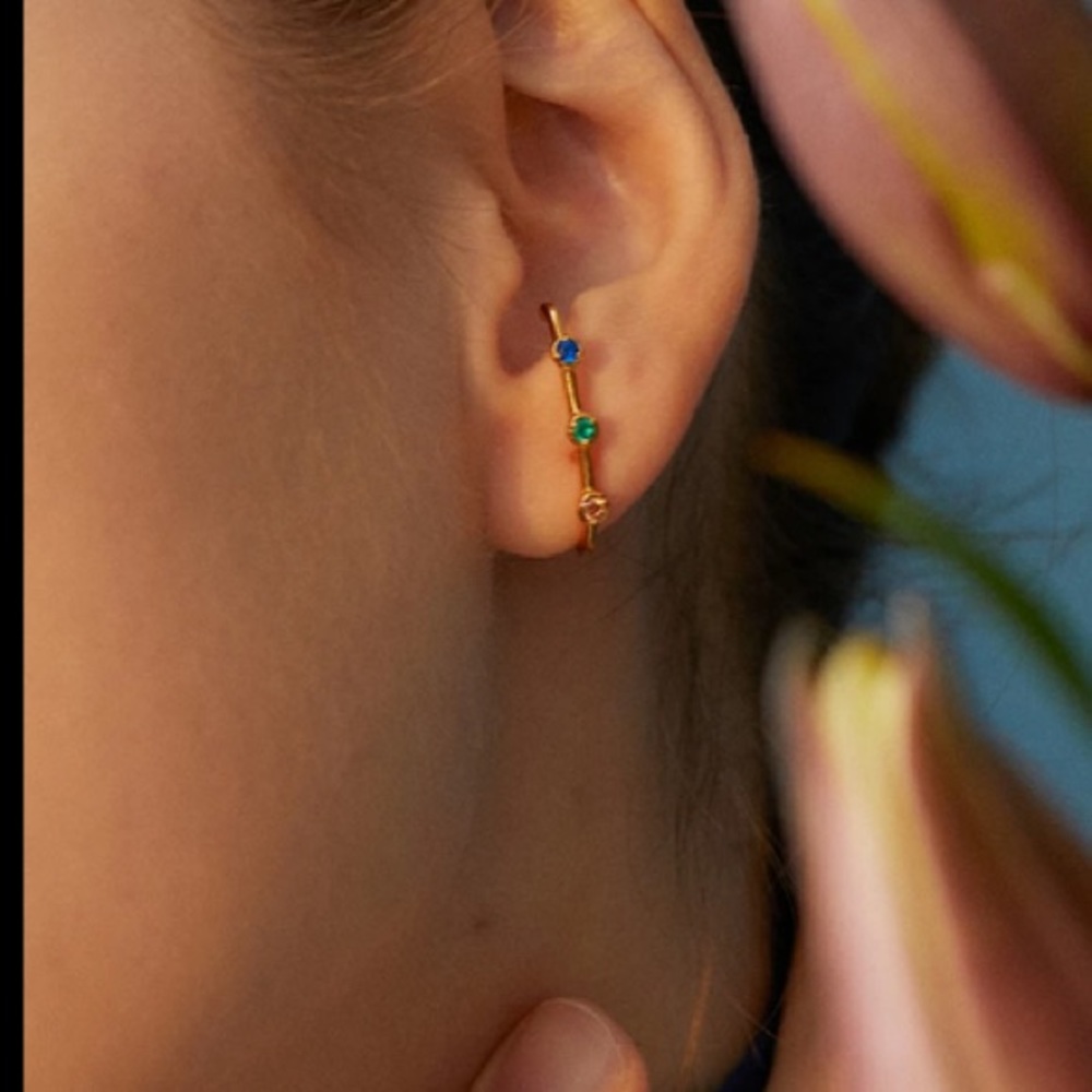 Unique Bar Cuff Earrings With Colorful Stones